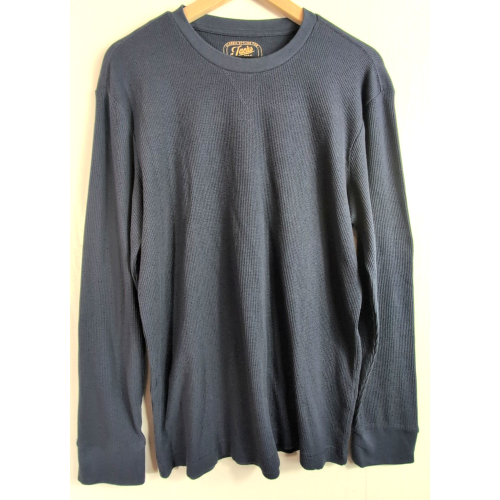Jachs MFG Men's XL Thermal Shirt Navy Blue Waffle Knit Crewneck Long Sleeve